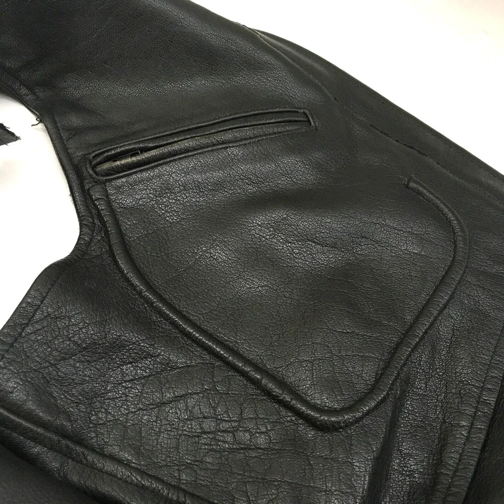 Leather‎ King Motorcycle Chaps Black Leather Mens Large Pockets Heavy Supple - Picture 3 of 8